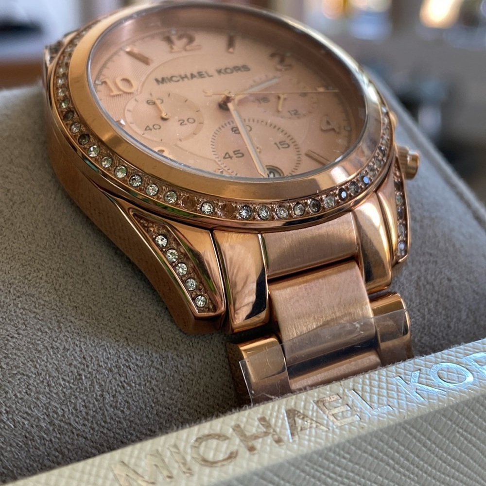 Michael Kors Blair Rose Gold-Tone Stainless Steel Chronograph Watch - Picture 3 of 6
